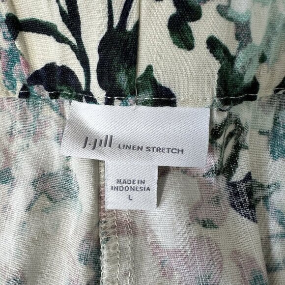 J Jill Ankle Pants Floral Linen Blend Hem Buttons Size Large - Picture 4 of 11